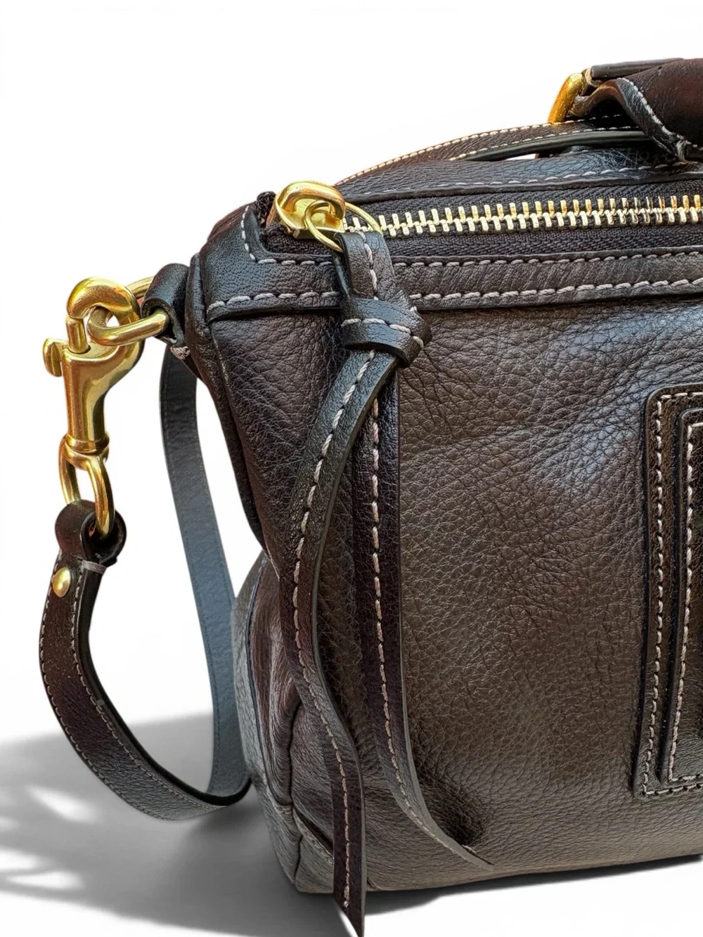 Coach Hamilton Black Pebbled Leather Satchel Crossbody Gold-Tone Hardware F12444